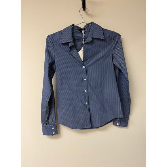 Theory Essential Striped Collared Button-Down Shirt Blue/White Women’s Size S - Picture 1 of 4
